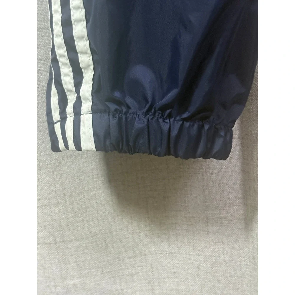 Adidas Mens Vtg 90s Track Pants Navy White Stripe Nylon Windbreaker XL Zip Leg